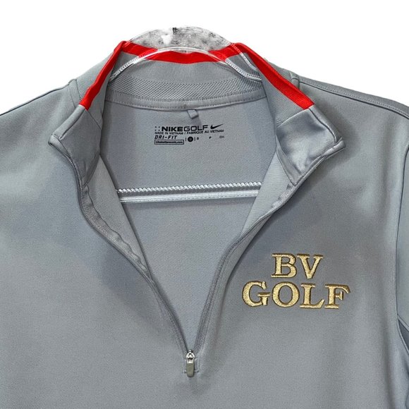 Nike Top Pullover Golf Dri Fit Mens Small Gray Logo 1/4 Zip Long Sleeve Shirt - Picture 5 of 11